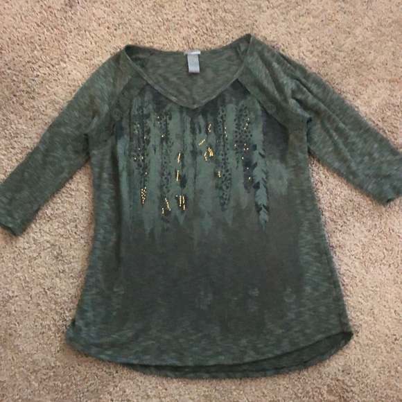 new directions Tops - New Directions Weekend Top Tunic Green Embellished SZ L